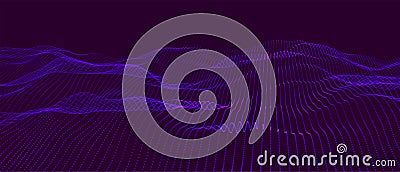 Abstract digital particle wave. Technology background. Futuristic dot wave. Presentation design background. Technology Vector Illustration