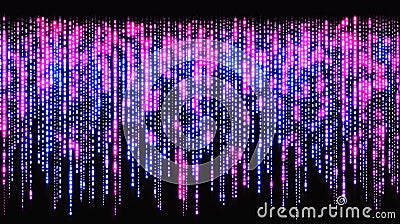 Abstract Digital Rain Background Pink Blue Binary Code Stream Data Flow Technology Stock Photo