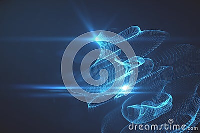 Abstract digital swirl data background. Landing page and technology concept. 3D Rendering Stock Photo