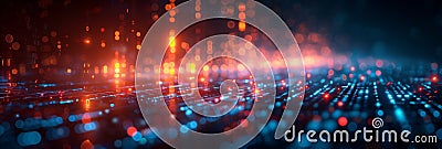 Abstract digital technology background. Concept of innovation future data transfer, internet network. Generated by AI Stock Photo