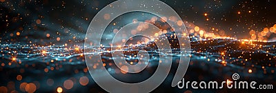 Abstract digital technology background. Concept of innovation future data transfer, internet network. Generated by AI Stock Photo