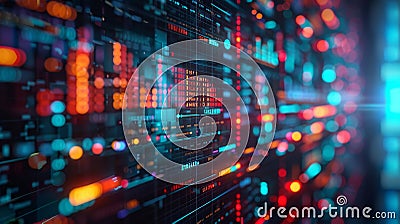 Abstract digital technology background with dynamic data and vibrant colors representing modern innovation and information flow Stock Photo