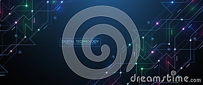 Abstract digital technology background. Digital tech motherboard texture design. Engineering circuit board concept for Vector Illustration