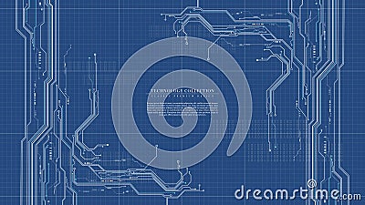 Abstract digital technology futuristic engineering blueprint background vector Vector Illustration