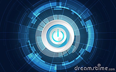 Abstract digital technology power button. vector background Vector Illustration