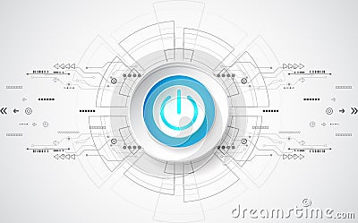 Abstract digital technology power button. vector background Vector Illustration