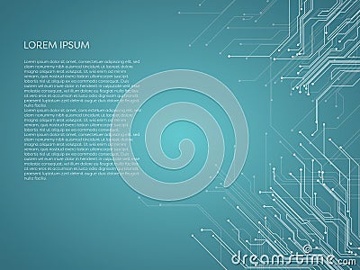 Abstract digital technology vector background with printed circuit board pattern. Vector Illustration