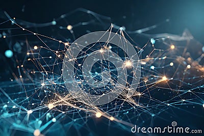 Abstract digital transformation concept featuring a wave of moving dots and lines. Visualization of Stock Photo