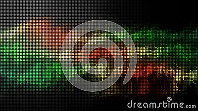 Abstract digital water like surface with ripples on squared background, seamless loop. Motion. Stream of bright colors Stock Photo