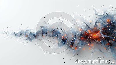 Abstract digital waving 3d particle technology background design Futuristic moving dots particles hitech and big data Stock Photo