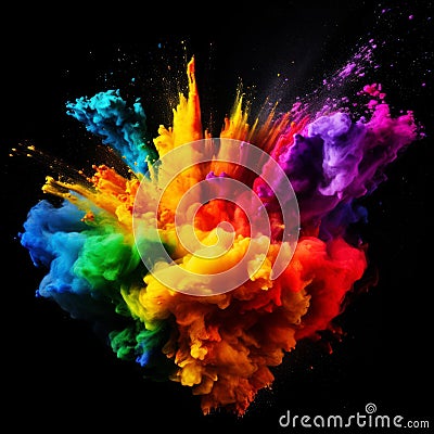 Vibrant rainbow explosion, LGBTQ symbol color. AI-generated. Stock Photo