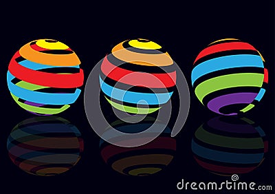 Abstract dimensional globe with color lines Cartoon Illustration