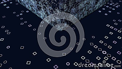 Abstract displacement cube and floor. 3d rendering digital backdrop Stock Photo