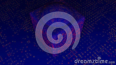 Abstract displacement cube and floor. 3d rendering digital backdrop Stock Photo