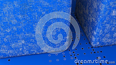 Abstract displacement cube and floor. 3d rendering digital backdrop Stock Photo
