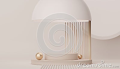 Abstract display podium with minimal geometric shapes design. 3d rendering scene for mock up and product presentation. Pedestal Stock Photo