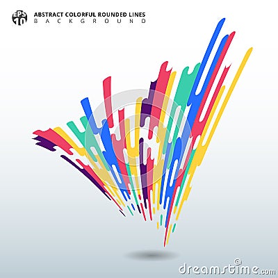 Abstract distorted elements colorful Rounded Lines Halftone Transition perspective Background Vector Illustration