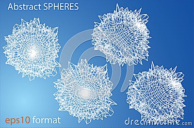 Abstract distorted sphere. Wireframe style Vector Illustration