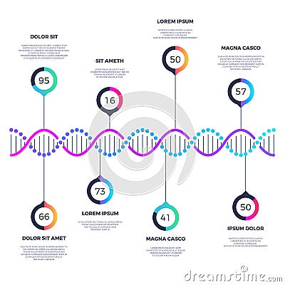 Abstract dna molecule vector business infographic with options Vector Illustration