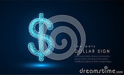 Abstract dollar sign. Low poly style design. Vector Illustration