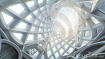 An abstract dome with intricate triangular patterns and bold curves Stock Photo