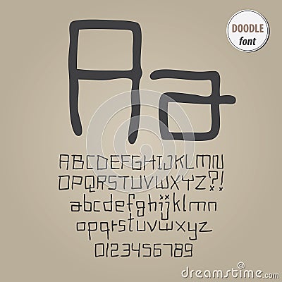 Abstract Doodle Alphabet and Digit Vector Vector Illustration