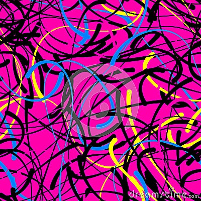 Blob doodle curves vector seamless pattern, Vector Illustration