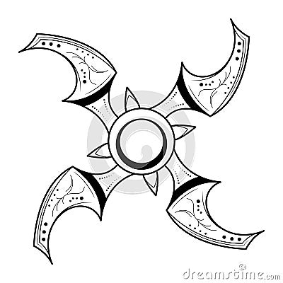 Abstract Doodle Element Hand Drawn Shuriken Weapon Ninja Sketch Vector Design Background Illustration Cartoon Vector Illustration