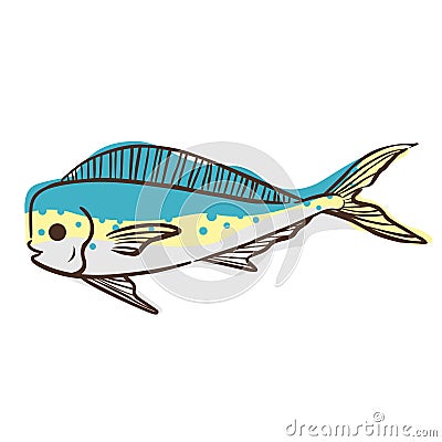 Abstract doodle hippurus fish sign illustration for decoration on marine life, aquarium, fishing and nautical concept Vector Illustration