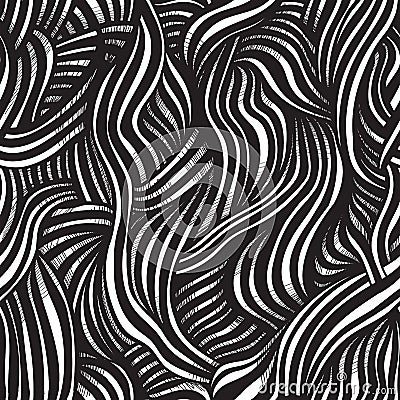 Abstract doodle monochrome seamless pattern background Vector Illustration