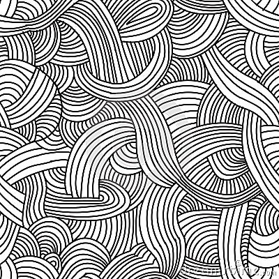 Abstract doodle monochrome seamless pattern background Vector Illustration