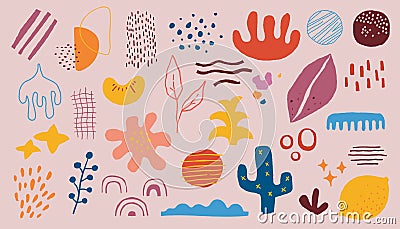 Abstract doodle shape. Free blob shapes, trendy geometric contemporary background, creative cartoon texture for fabric Vector Illustration