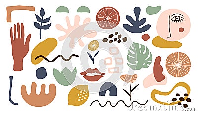 Abstract doodle shapes set. Contemporary organic hand drawn blob scribble elements trendy cartoon geometric objects. Vector design Vector Illustration