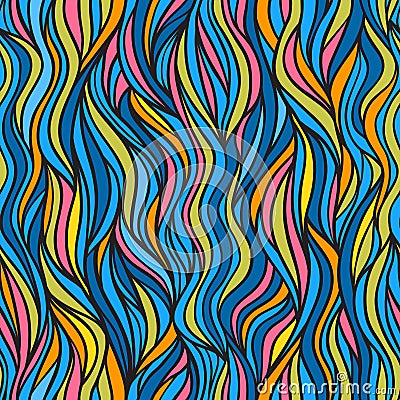 Abstract doodle wave seamless pattern. Vector Illustration