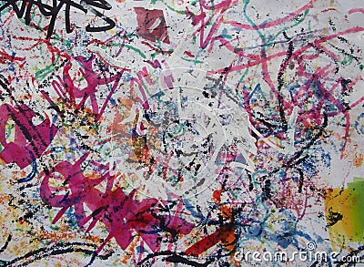 Abstract Doodles and Graffitis Colorful Background Stock Photo