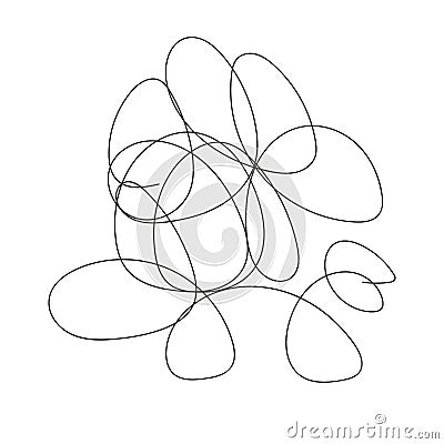 Abstract doodles. Sketch. A casual oval shape with curls inside. Vector illustration. Tangled object made of lines. Hand Cartoon Illustration