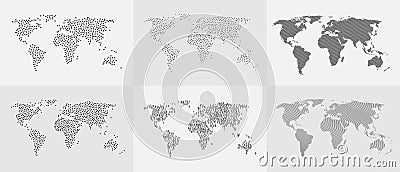Abstract dot lines and binary code world map . Vector Illustration