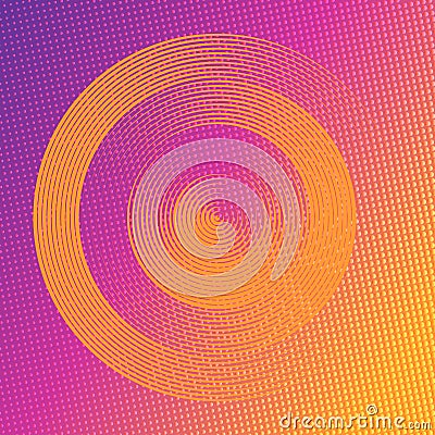 Abstract dotted background with circles. Purple and orange psychedelic gradient Vector Illustration