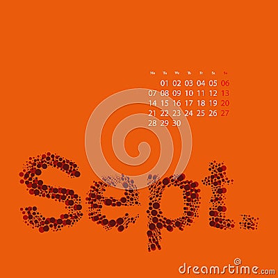 Abstract Dotted Monthly Calendar Design Template in Seasonal Colors - September 2015 Vector Illustration