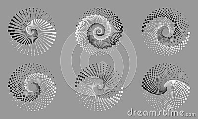 Abstract dotted vector background. Halftone effect. Spiral dotted background or icon. Yin and yang style Vector Illustration