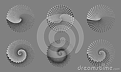 Abstract dotted vector background. Halftone effect. Spiral dotted background or icon. Yin and yang style Vector Illustration