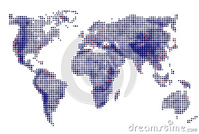 Abstract dotted world map vector blue round dots. Dot World maps. Business background. Vector illustration Vector Illustration