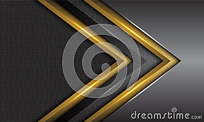 Abstract double gold dark grey metallic arrow direction with circle mesh blank space design modern luxury futuristic background Vector Illustration
