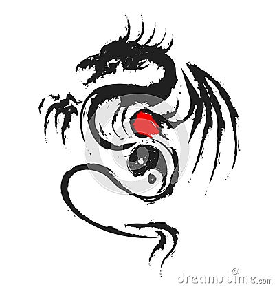 Abstract Dragon Vector Cartoon Illustration