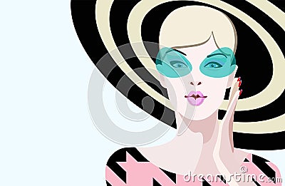 Abstract draw cool girl model say wow Stock Photo