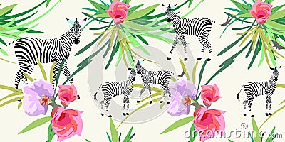 Abstract draw herd zebras in the savannah Stock Photo