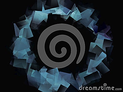 Abstract drawing of a circle of large blue squares Cartoon Illustration