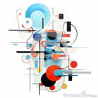 Abstract Suprematist Geometric Art On White Background Cartoon Illustration