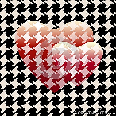 Abstract drawing two red hearts Stock Photo