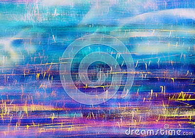 Abstract dream landscape, drawing of grass and gardens, decorative linear drawing Stock Photo